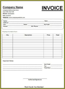 Free Printable Service Invoice Sample