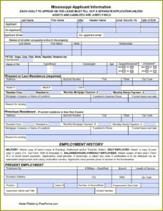 Free Residential Rental Application Form Pdf