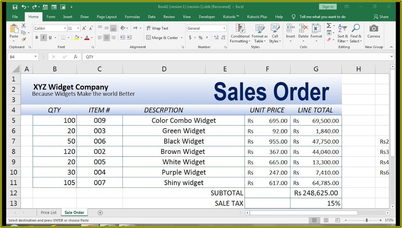 Free Sales Order Form Template Excel