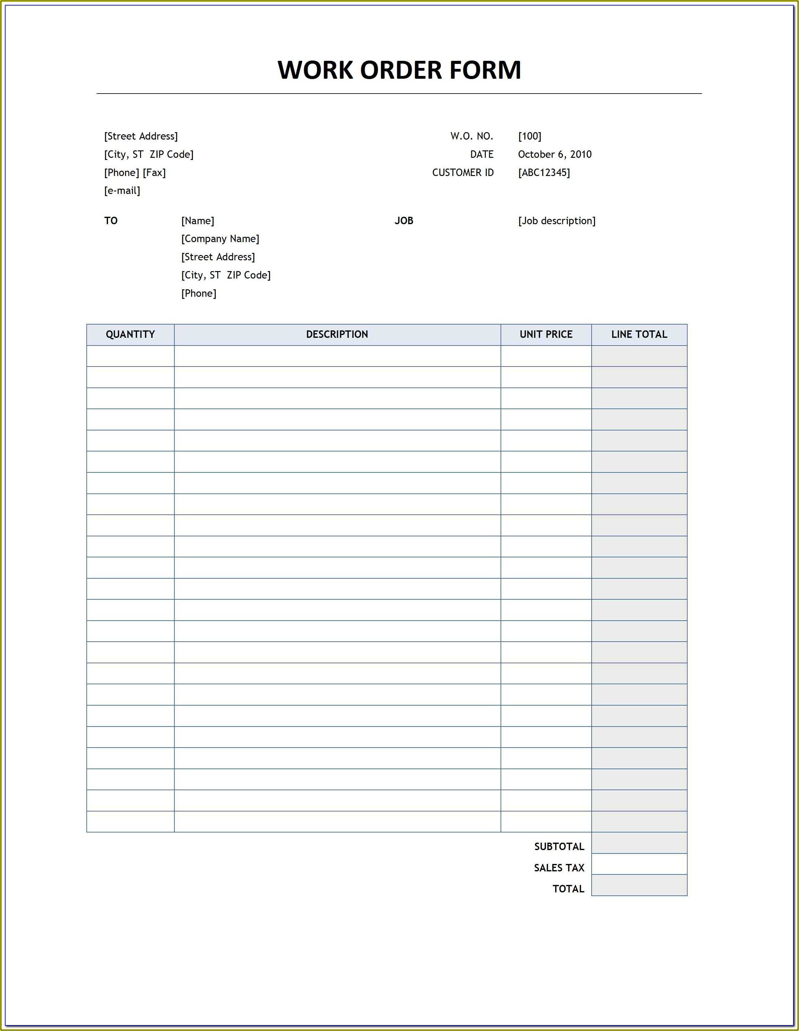 Free Sales Order Form Template