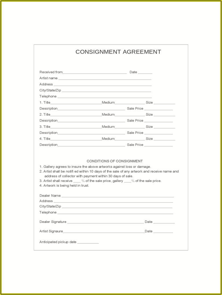 Free Simple Consignment Agreement Form