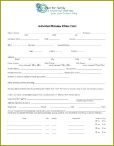 Free Therapy Intake Forms