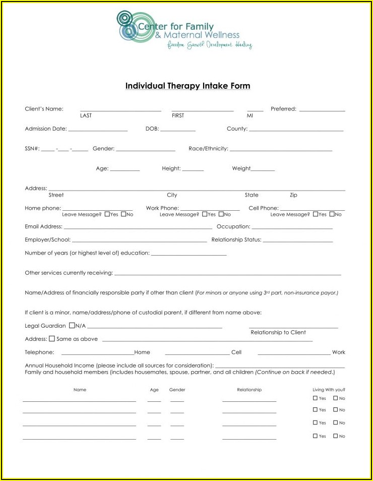 Free Therapy Intake Forms