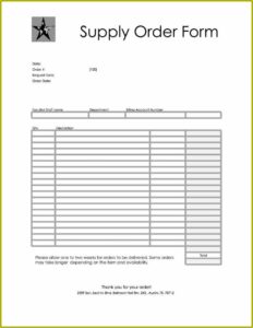 Free Work Order Forms Printable