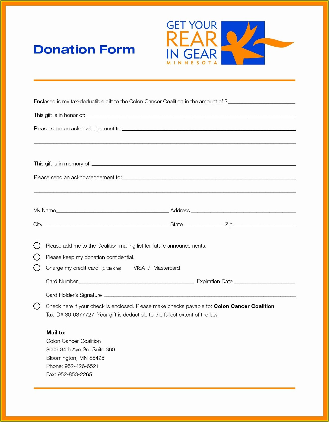Fundraising Pledge Form Sample