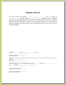 General Affidavit Form California Free