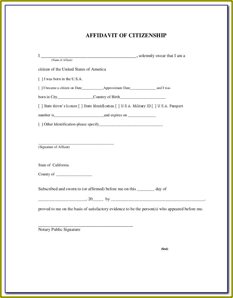 General Affidavit Form Word Doc