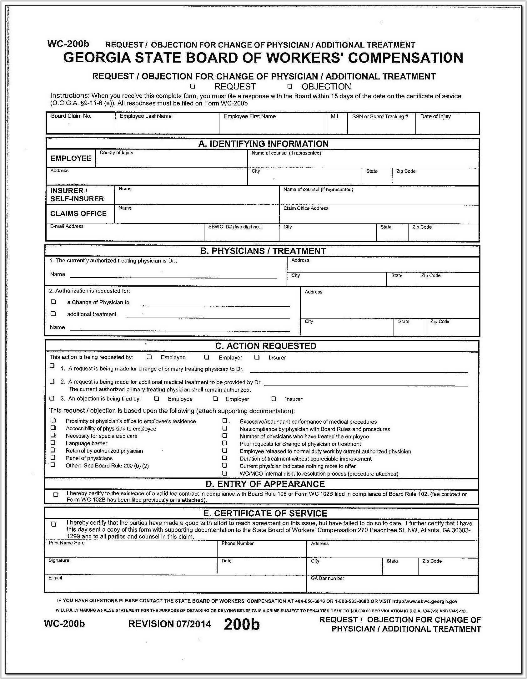 Georgia Workers Compensation Exemption Form