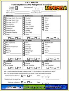 Harness And Lanyard Inspection Form
