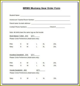 Hoodie Order Form Template