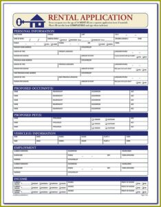 House Rental Application Form Free Download