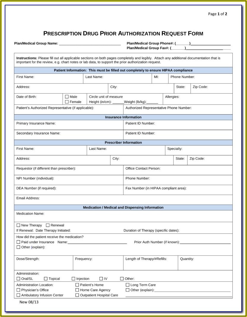 Humana Medicare Prior Auth Form For Medication