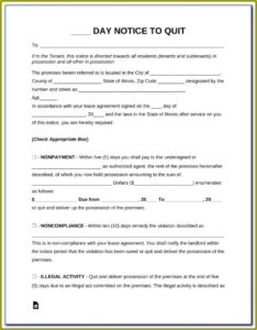 Illinois 30 Day Eviction Notice Form Pdf