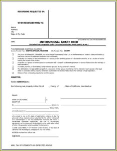 Interspousal Deed Transfer California Form