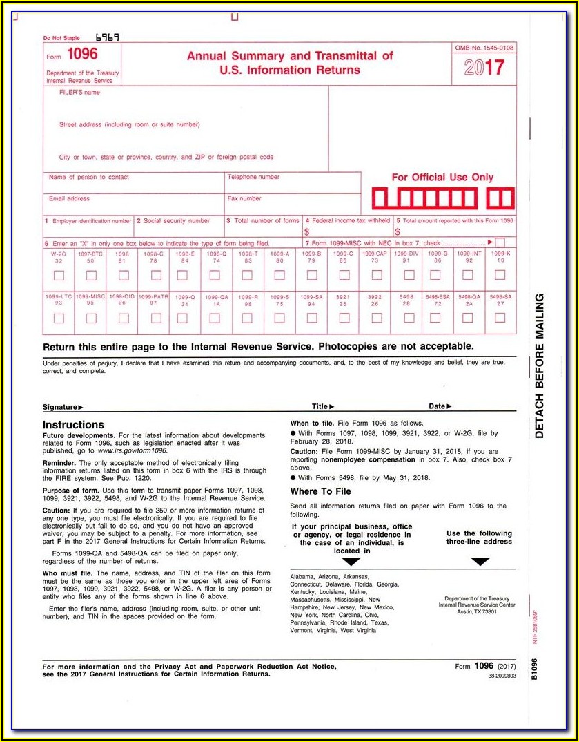 Irs 1096 Form Due Date