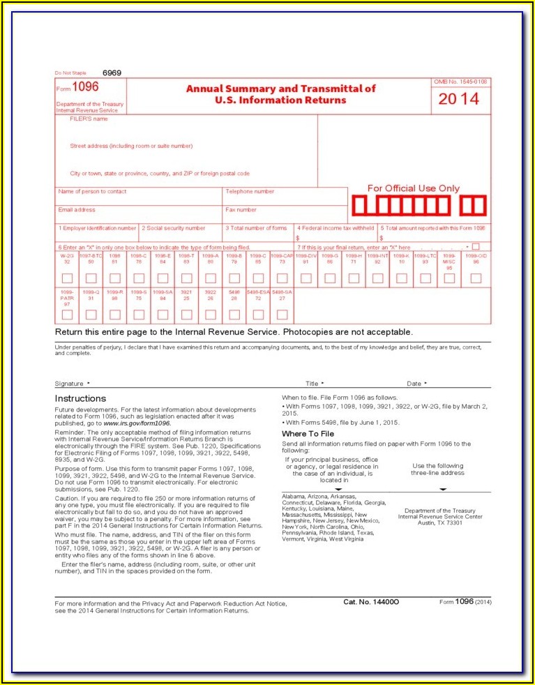 Irs 1096 Forms