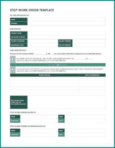 Maintenance Work Order Template Excel