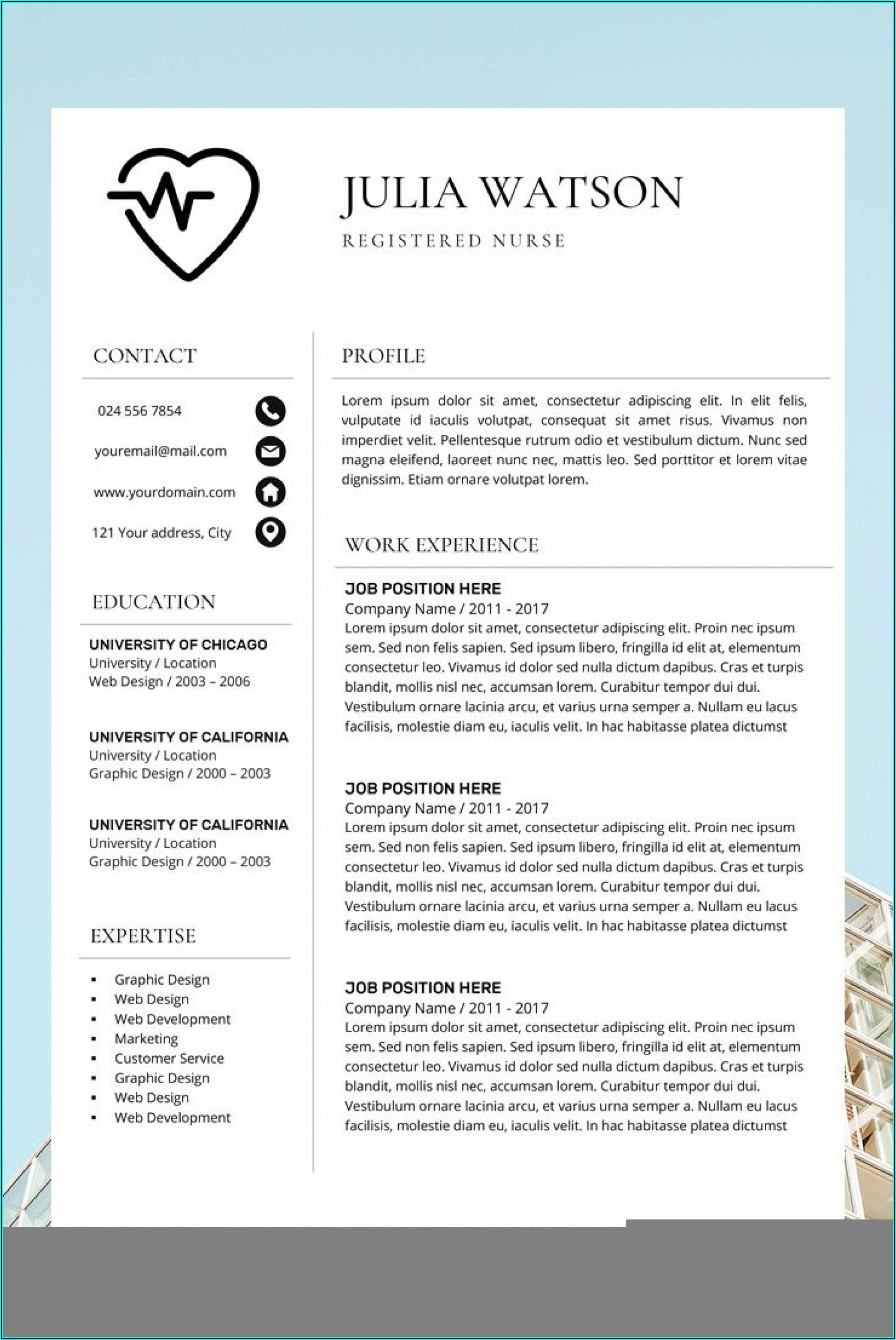 Nursing Resume Template Word Free Download