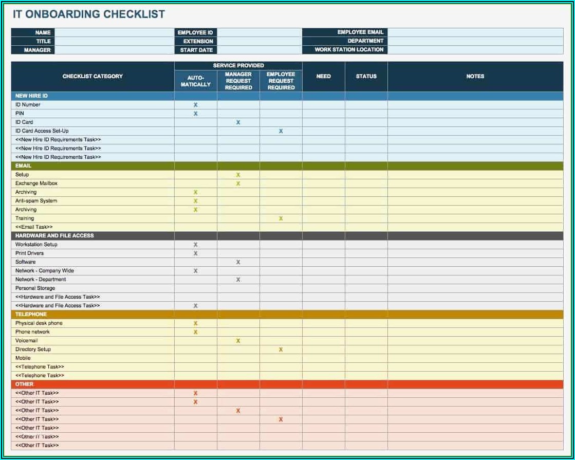 Onboarding Checklist Template Excel