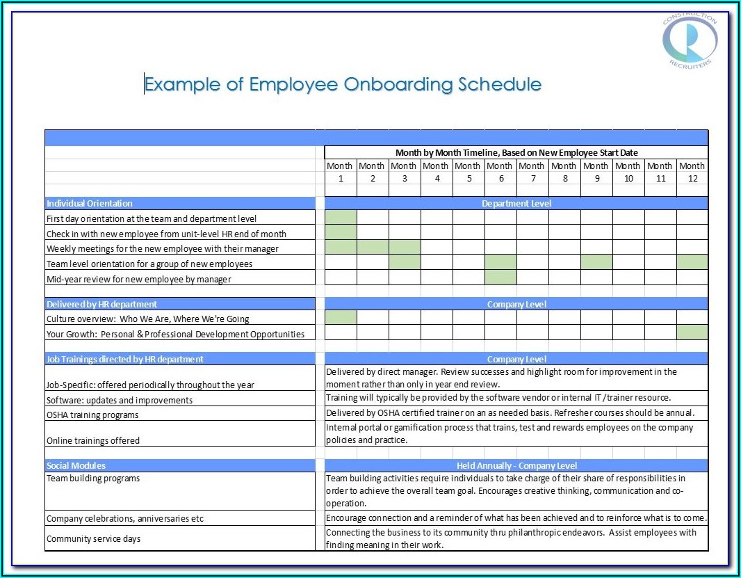 Onboarding Template Excel