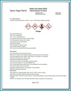 Osha Safety Data Sheet Example
