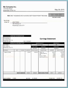 Paycheck Stub Template Excel