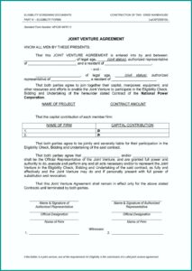 Sample Joint Venture Agreement