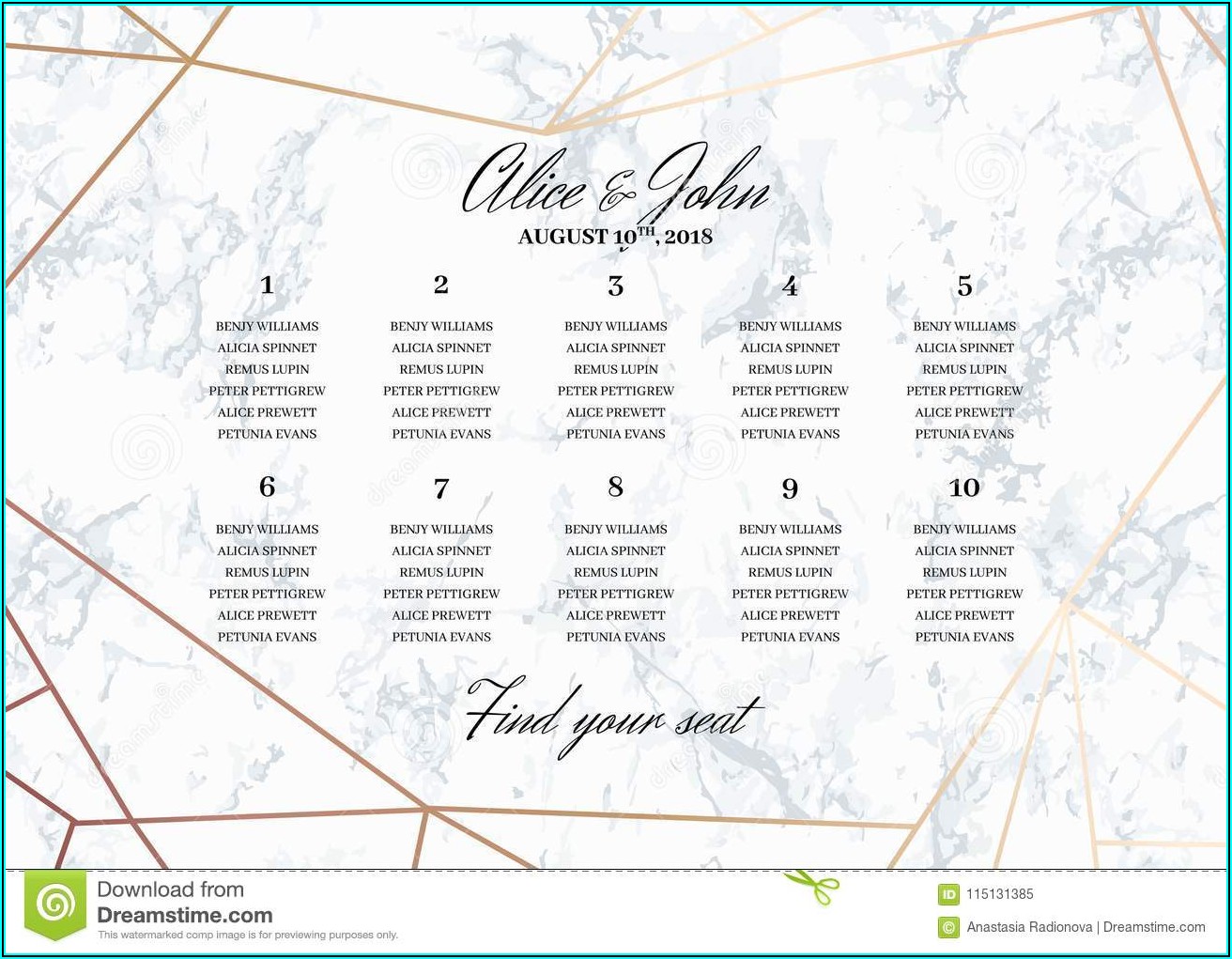 Wedding Seating Chart Poster Template