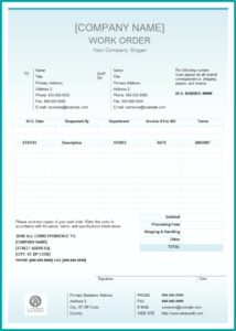 Work Order Invoice Template