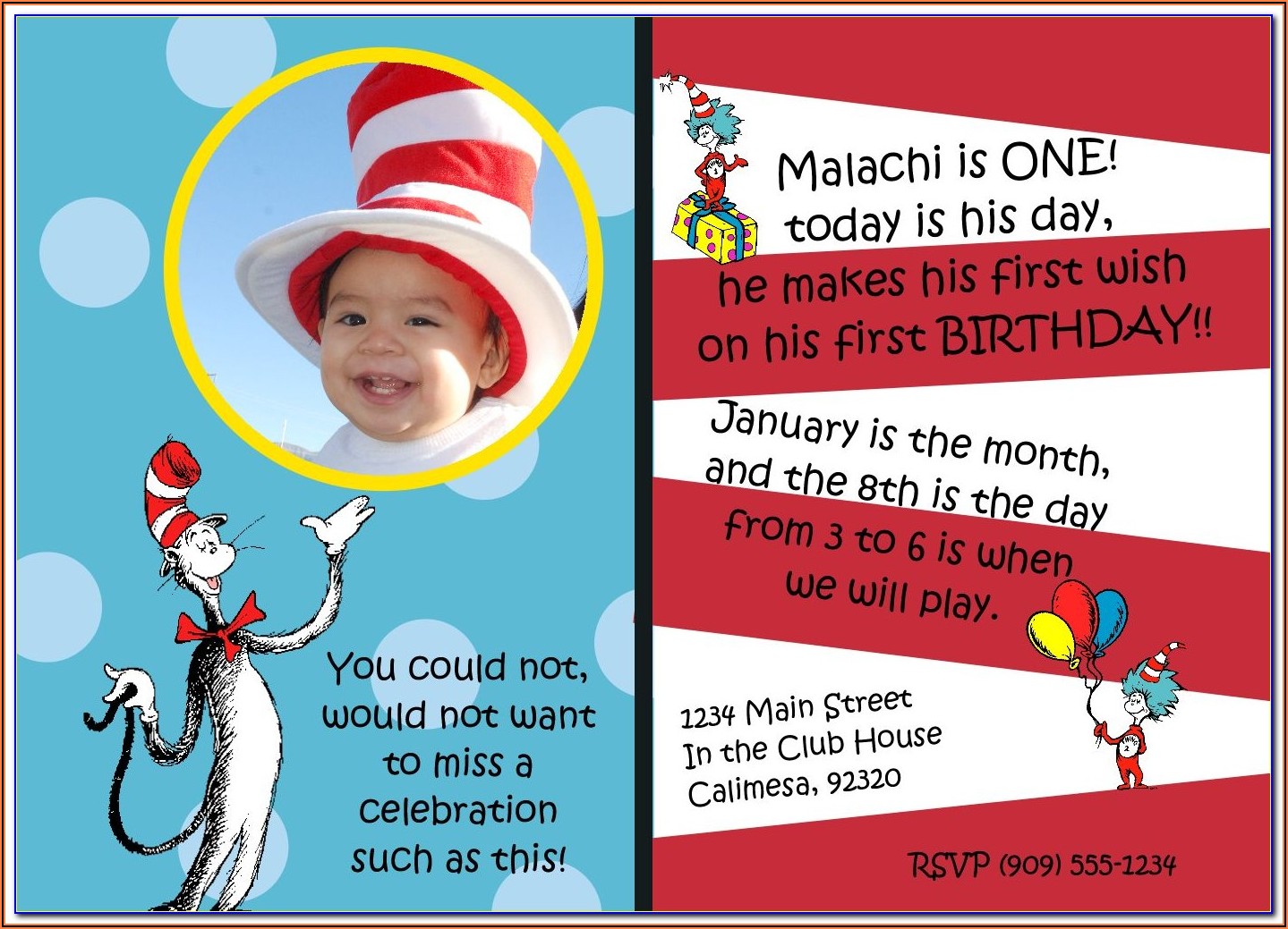 1st Birthday Invitation Template With Photo