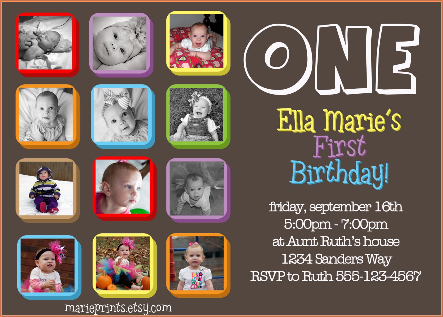 1st Birthday Invitations Templates With Photo Free