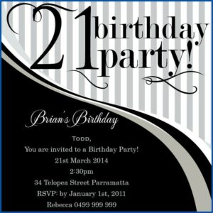 21st Birthday Invitations Boy Templates