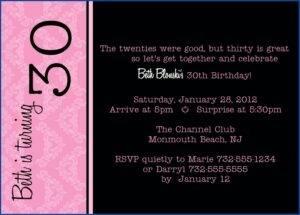 30th Birthday Invitations Templates