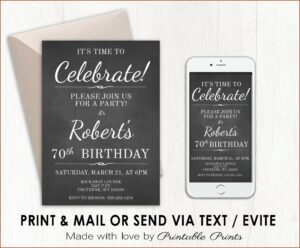 70th Birthday Invitations Template