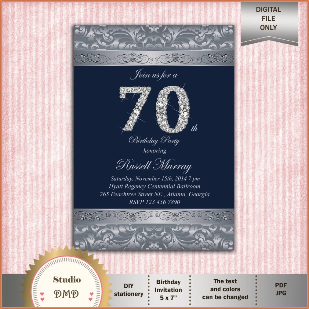 70th Birthday Party Invitations Templates