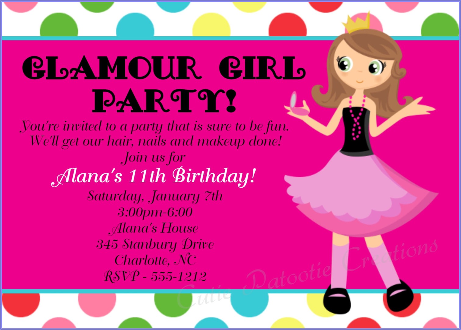 7th Birthday Invitation Card For Girl