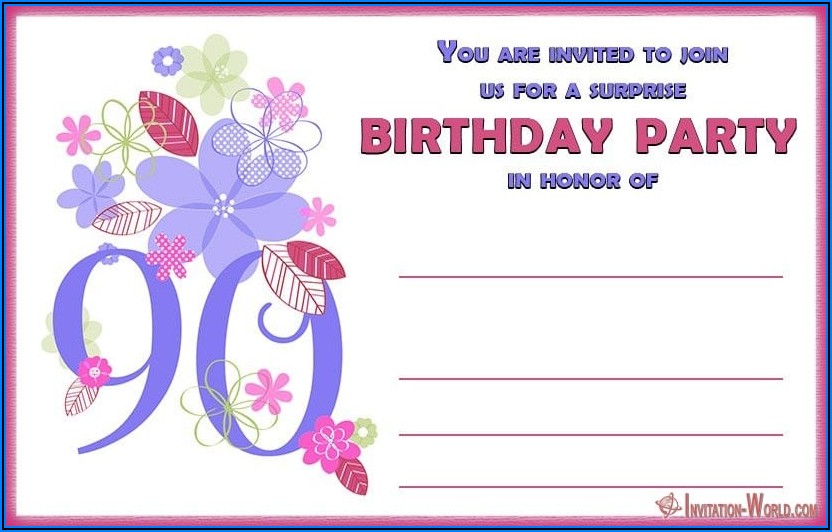 90th Birthday Invites Free