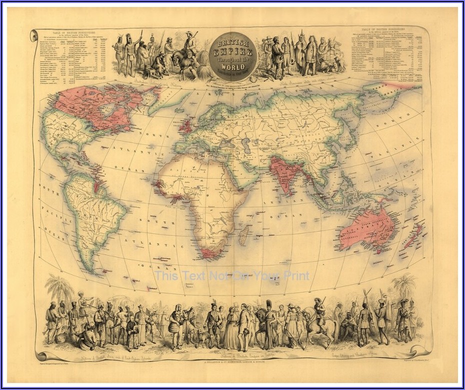 Antique World Map Poster Large