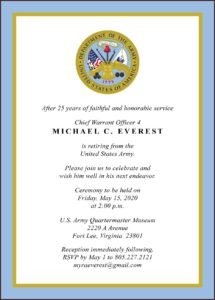 Army Retirement Invitation Wording