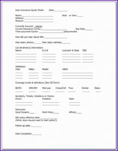 Auto Insurance Verification Form Template