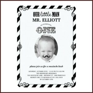 Baby Boy 1st Birthday Party Invitations