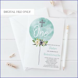 Baby Boy Birthday And Baptism Invitation