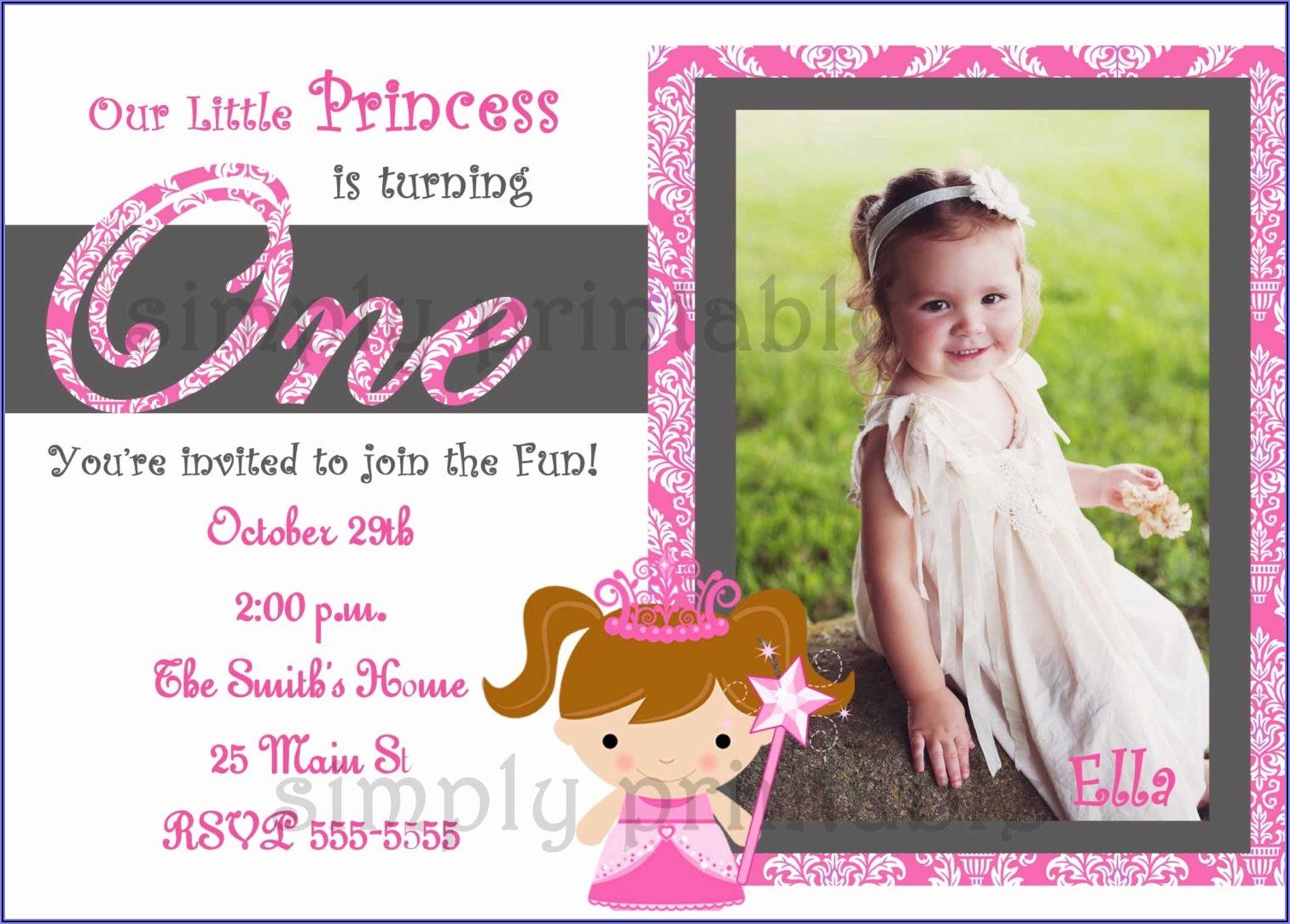 Baby Girl First Birthday Invitations