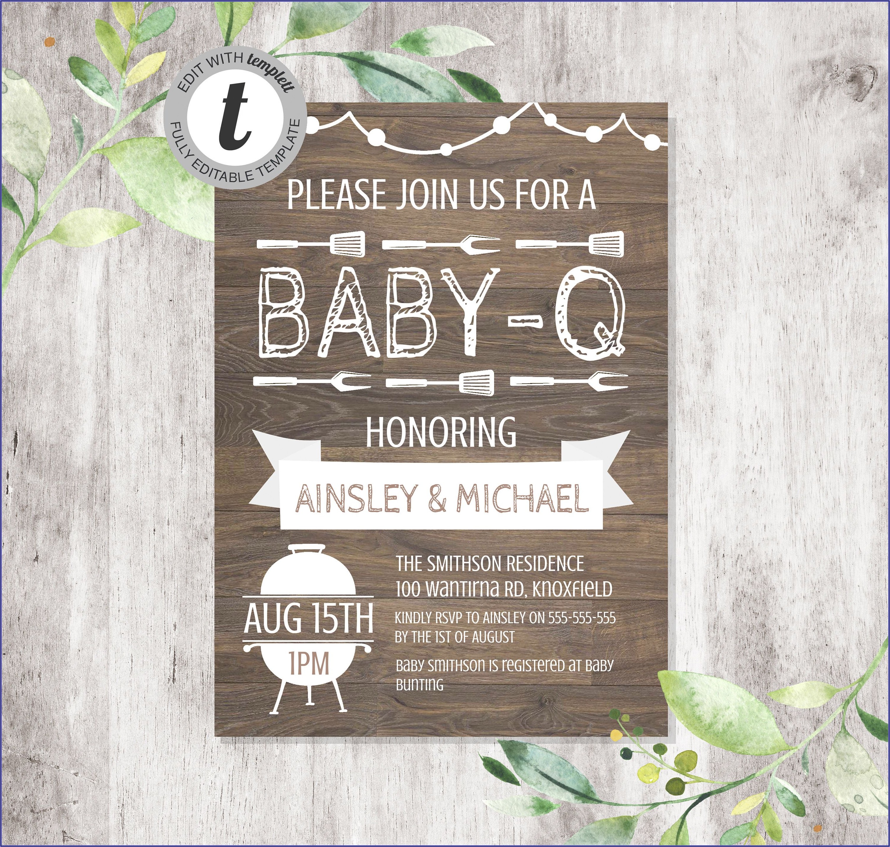 Baby Q Invitations Etsy