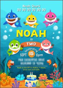 Baby Shark 2nd Birthday Invitation Template