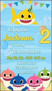 Baby Shark Birthday Invitation Card