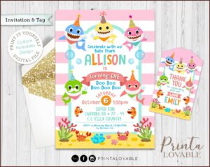 Baby Shark Birthday Invitation Digital