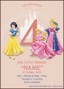 Background Disney Princess Invitation Template