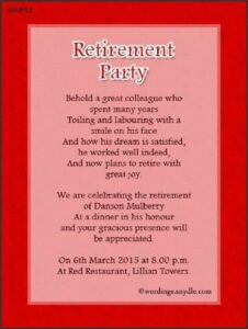 Birthday And Retirement Invitation Wording