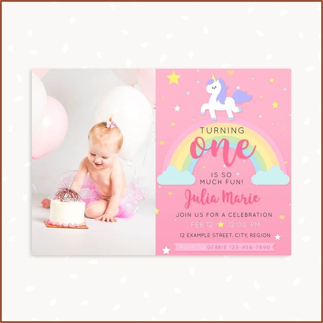 Birthday Invitation Card Template Unicorn